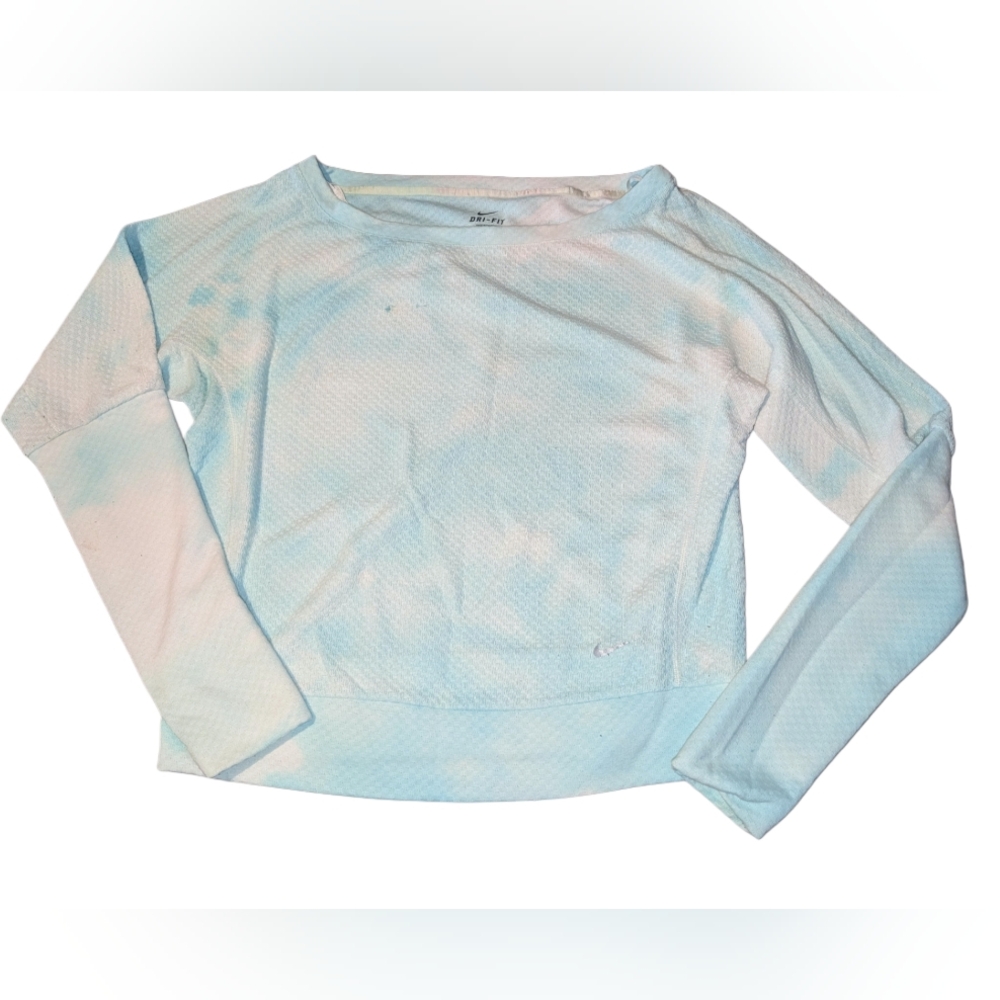 Nike Women's Light Blue Tie-Dye Sweatshirt